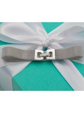 *RARE* Tiffany & Co. Vintage Somerset Mesh Buckle Bracelet in Silver 7"